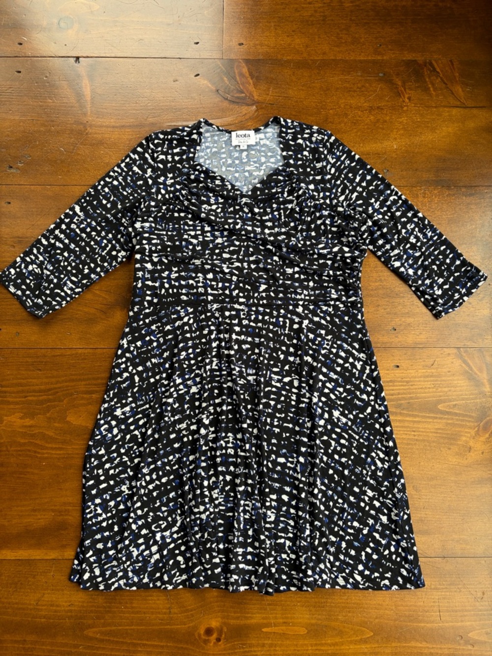 Leota Black/White/Blue Dress Sz 2L